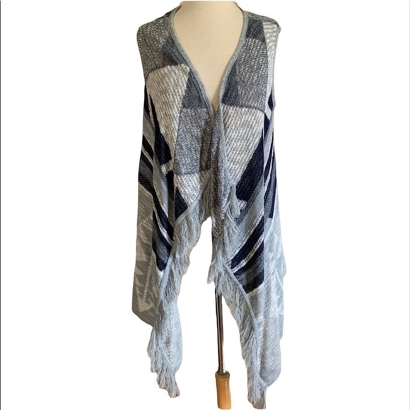 closet space Sweaters - Blue gray Sleeveless Open Draped Vest M
